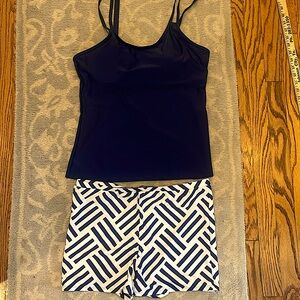 New without tags navy/ white unbranded tankini 2 piece boy leg bottoms.